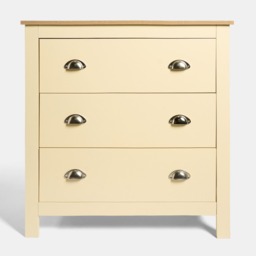 OHS Chicago 3 Drawer Bedside Table - Cream - thumbnail 3