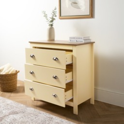 OHS Chicago 3 Drawer Bedside Table - Cream - thumbnail 2