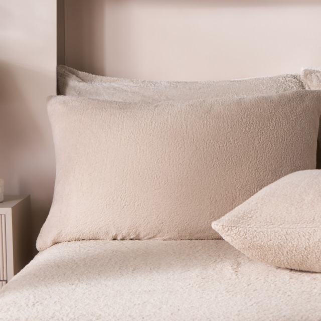 OHS Teddy Fleece Pillowcases - Stone - image 1