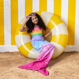 OHS Kids Mermaid Tail Ombre Wearable Beach Towel - Multi - thumbnail 1