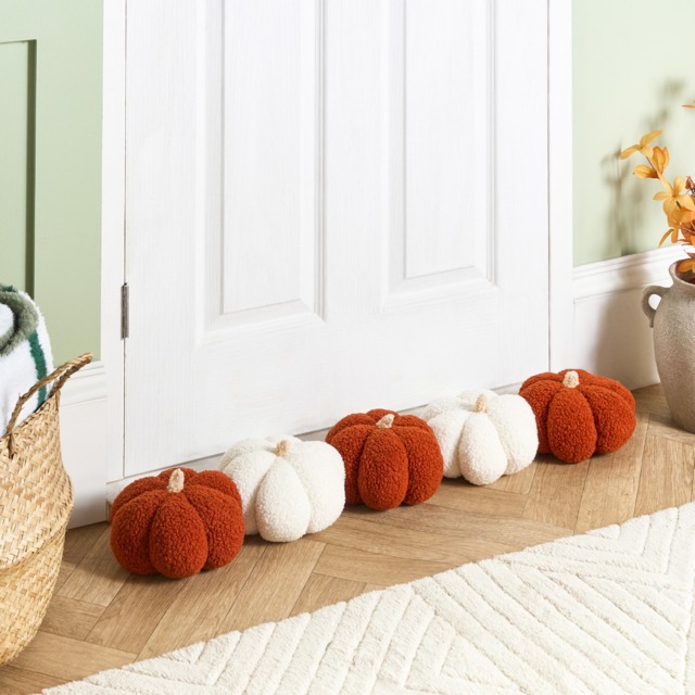 OHS Boucle Pumpkin Shaped Draught Excluder - Rust/White - image 1
