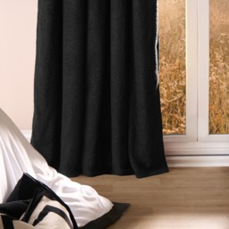 "OHS Bouclé Eyelet Curtains, Black - 66 x 72""" - thumbnail 3