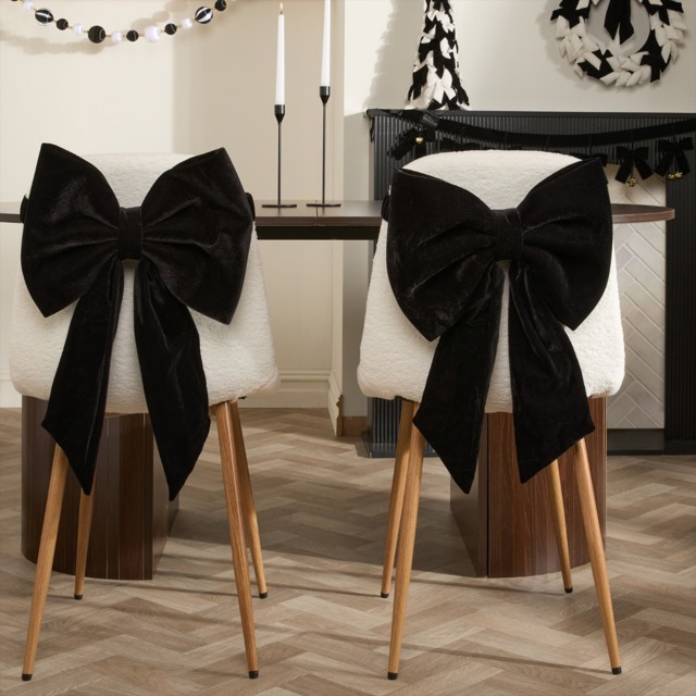OHS 4 Pack Velvet Chair Bows - Black - image 1