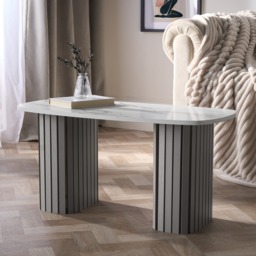 OHS Madison Marble Effect Ribbed Coffee Table - Grey/White - thumbnail 1