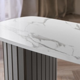 OHS Madison Marble Effect Ribbed Coffee Table - Grey/White - thumbnail 2