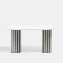OHS Madison Marble Effect Ribbed Coffee Table - Grey/White - thumbnail 4
