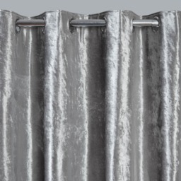 "OHS Crushed Velvet Eyelet Curtains - Silver 90"" x 90""" - thumbnail 3