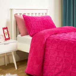 OHS Heart Tufted Fleece Duvet Cover Set, Hot Pink - Single - thumbnail 2