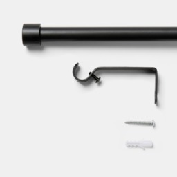 OHS 28mm Extendable Stopper Curtain Pole, Black - 120-220cm - thumbnail 3