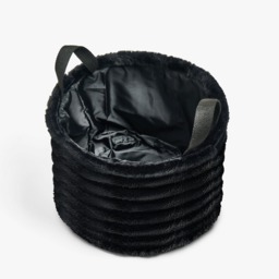 OHS Faux Fur Ribbed Storage Basket - Black - thumbnail 4