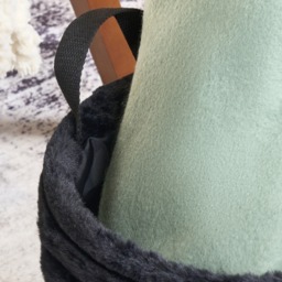 OHS Faux Fur Ribbed Storage Basket - Black - thumbnail 2