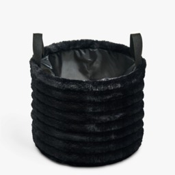 OHS Faux Fur Ribbed Storage Basket - Black - thumbnail 3
