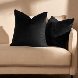 OHS 4 Pack Matte Velvet Cushion Covers - Black - thumbnail 1