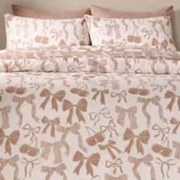 OHS Illustrated Bows Reversible Duvet Cover Set, Natural - Double - thumbnail 4
