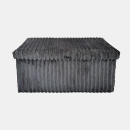 OHS Ribbed Foldable Rectangle Storage Ottoman - Charcoal - thumbnail 2
