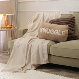 OHS Plain Fleece Throw, Natural - 120 x 150cm - thumbnail 3