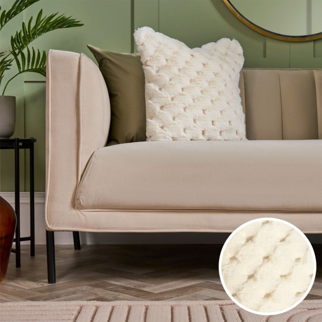 OHS Jumbo Waffle Fur Cushion Cover, White - 45 x 45cm - image 1