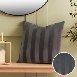 OHS 2 Pack Stripe Velvet Cushion Covers, Charcoal - 45 x 45cm