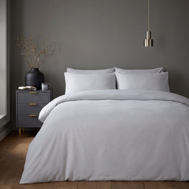 OHS Plain Duvet Cover Set, Silver - Super King - image 1