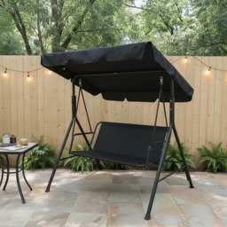 OHS 3 Seater Swing Bench With Canopy - Black - thumbnail 3