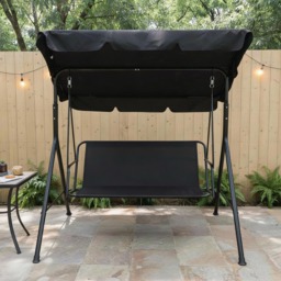 OHS 3 Seater Swing Bench With Canopy - Black - thumbnail 2
