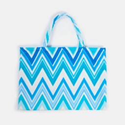 OHS Zigzag Print Beach Towel in a Bag - Blue - thumbnail 5
