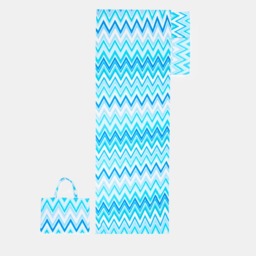 OHS Zigzag Print Beach Towel in a Bag - Blue - thumbnail 4