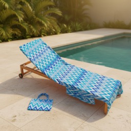 OHS Zigzag Print Beach Towel in a Bag - Blue - thumbnail 2