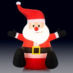 OHS Indoor/Outdoor Self-Inflating Santa Light-Up Porch Decoration - Red - thumbnail 2