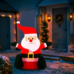 OHS Indoor/Outdoor Self-Inflating Santa Light-Up Porch Decoration - Red - thumbnail 1