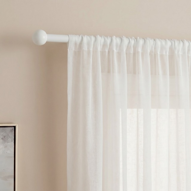OHS 28mm Extendable Ball Curtain Pole, White - 120-220cm - image 1