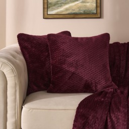 OHS Waffle Fleece Cushion Covers, Burgundy - 45 x 45cm