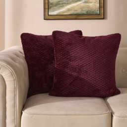 OHS Waffle Fleece Cushion Covers, Burgundy - 45 x 45cm - thumbnail 2