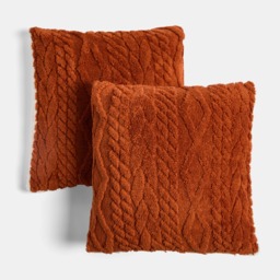 OHS Cable Knit Cushion Covers, Rust - 45 x 45cm
