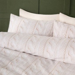 OHS Cable Knit Print Duvet Cover Set, Natural - Super King - thumbnail 2