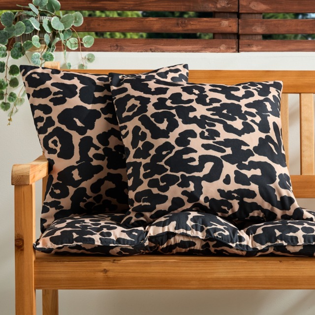 OHS Indoor/Outdoor Leopard Print Cushion Covers, Natural - 45 x 45cm - image 1