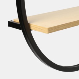 OHS Circle Towel Holder With Shelf - Black/Light Wood - thumbnail 4