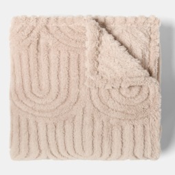 OHS Tufted Arches Teddy Fleece Throw, Natural - 125 x 150cm - thumbnail 4