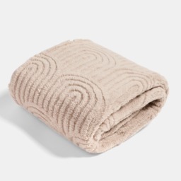 OHS Tufted Arches Teddy Fleece Throw, Natural - 125 x 150cm - thumbnail 2
