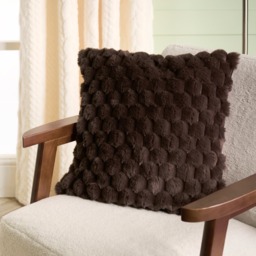 OHS Thick Faux Fur Waffle Cushion Covers, Chocolate - 45 x 45cm