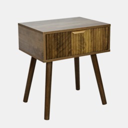 OHS Ribbed 1-Drawer Bedside Table - Medium Wood - thumbnail 4