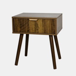 OHS Ribbed 1-Drawer Bedside Table - Medium Wood - thumbnail 2