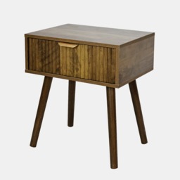 OHS Ribbed 1-Drawer Bedside Table - Medium Wood - thumbnail 3