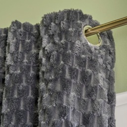 OHS Waffle Fleece Thermal Eyelet Curtains, Charcoal - 90 x 90in - thumbnail 3