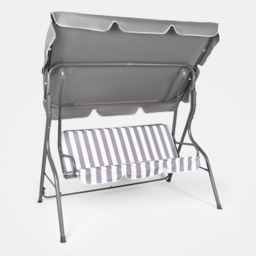 OHS 3 Seater Swing Bench With Canopy - Grey/White Stripe - thumbnail 4