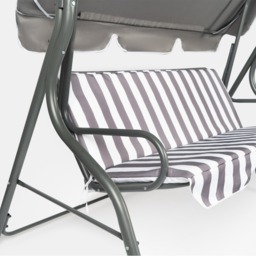 OHS 3 Seater Swing Bench With Canopy - Grey/White Stripe - thumbnail 5
