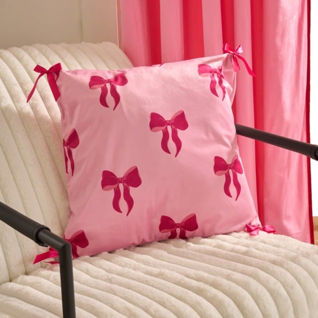 OHS Bow Print Cushion Covers, Pink - 45 x 45cm - image 1