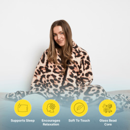 OHS Leopard Print Supersoft Weighted Blanket, Natural - 8kg - thumbnail 2