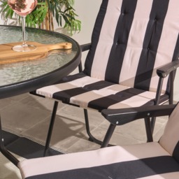 OHS Indoor/Outdoor Stripe Print Seat Pad with Back, Monochrome - 2 Pack - thumbnail 2