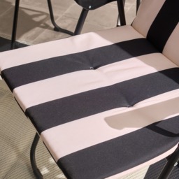 OHS Indoor/Outdoor Stripe Print Seat Pad with Back, Monochrome - 2 Pack - thumbnail 3